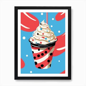 Pop Art Ice Cream Sunday Polka Dots 4 Art Print