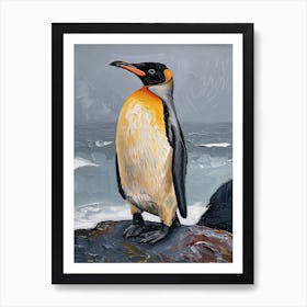 Galapagos Penguin Gold Harbour Colour Block Painting 1 Art Print