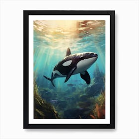 Orca Whale Swimming Happily In Ocean Art Print