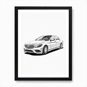 Mercedes Benz S Class Line Drawing 3 Art Print