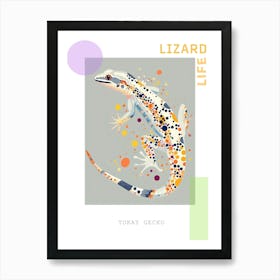 Coral Tokay Gecko Abstract Modern Illustration 4 Poster Art Print