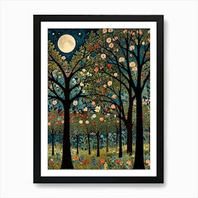 William Morris Moonlight In The Forest 41 Art Print