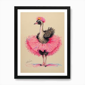 Ostrich In Pink Tutu 1 Art Print