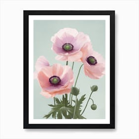 Anemone Flowers Acrylic Pastel Colours 1 Art Print