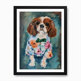 Animal Party: Crumpled Cute Critters with Cocktails and Cigars King Charles Spaniel Art Print