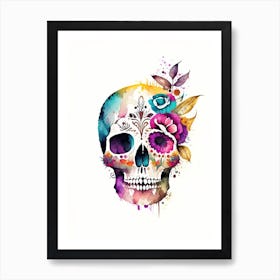 Skull With Watercolor Effects 1 Mexican Art Print