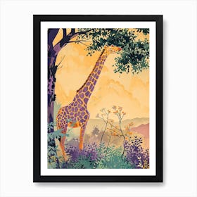 Giraffe Under The Tree Watercolour Inspired 5 Art Print