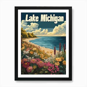 Lake Michigan Vintage Travel Poster Art Print