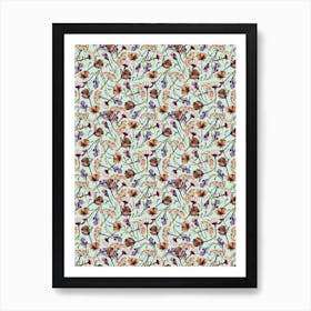 Dry Blue Flowers Art Print