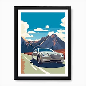 A Chrysler 300 In The Andean Crossing Patagonia Illustration 3 Art Print