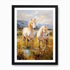 Horses Painting In Scottish Highlands, Scotland 2 Art Print