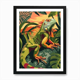 Green Galápagos Land Iguana Abstract Modern Illustration 2 Art Print