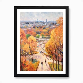 Autumn City Park Painting Montjuc Park Barcelona 2 Art Print