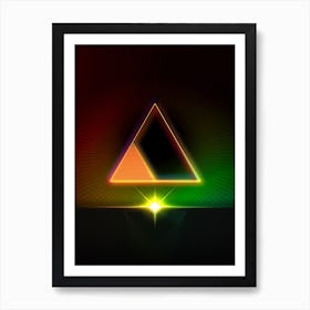 Neon Geometric Glyph in Watermelon Green and Red on Black n.0383 Art Print