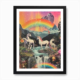 Kitsch Unicorn Rainbow Collage 1 Art Print