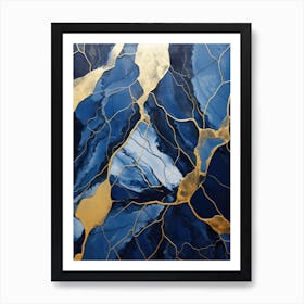 Blue And Gold Abstract Painting 5 Art Print