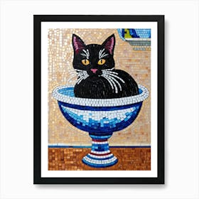 Cat In A Bowl 1 Art Print