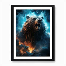 Bear On Fire Art Print