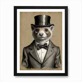 Ferret In A Top Hat Art Print