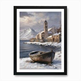 Boat In The Snow 1 Art Print