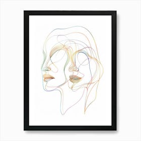 Abstract Women Faces In Line 6 Art Print