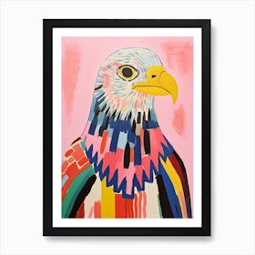 Pink Scandi Bald Eagle 4 Art Print