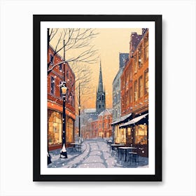 Vintage Winter Travel Illustration Oxford United Kingdom 1 Art Print