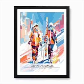 Aspen Snowmass   Colorado Usa, Ski Resort Poster Illustration 1 Art Print