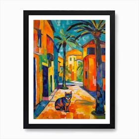 Painting Of Dubai United Arab Emirates With A Cat In The Style Of Fauvism  2 Art Print