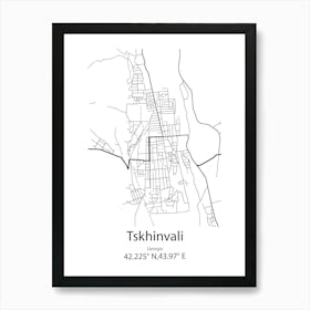 Tskhinvali,Georgia Minimalist Map Poster