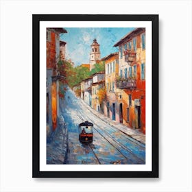 Painting Of A Street In Istanbul With A Cat 4 Impressionism Art Print