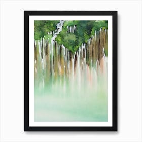 Plitvice Lakes National Park Croatia Water Colour Poster Art Print