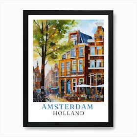 Netherlands Amsterdam, travel poster, wall art print, Amsterdam painting,98 Art Print