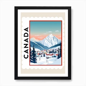 Retro Winter Stamp Poster Banff Canada 2 Art Print