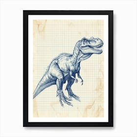 Heterodontosaurus Dinosaur Blue Print Style Art Print