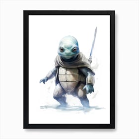 Baby Sea Turtle As A Jedi Watercolour 3 Art Print