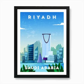 Riyadh, Saudi Arabia — Retro travel minimalist poster Art Print