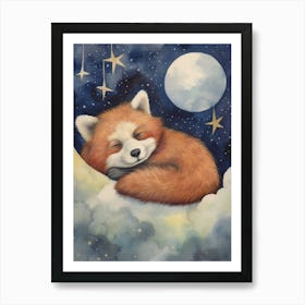 Baby Red Panda 4 Sleeping In The Clouds Art Print