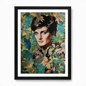 Floral Handpainted Portrait Of Elvis Presley 1 Art Print