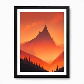 Misty Mountains Vertical Composition In Orange Tone 357 Art Print