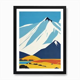 Mount Ruapehu, New Zealand Midcentury Vintage Skiing Poster Art Print