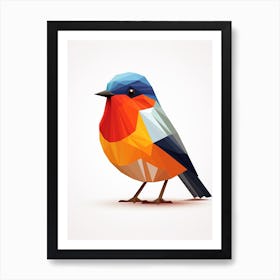 Colourful Geometric Bird Robin 3 Art Print