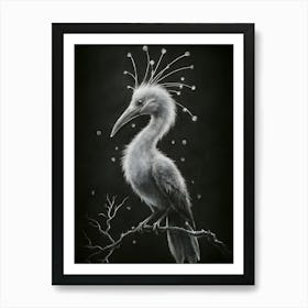 Bird On A Branch, minimalism, bird on a black background, drawing with small dots, mathematical art, flashes [RossDraws | Nicoletta Ceccoli | Frank Cadogan Cowper | Andy Kehoe], black and Gold cgsociety, epic, trending on artstation, author: Artgerm, Art Print