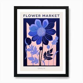 Blue Flower Market Poster Dahlia 1 Art Print