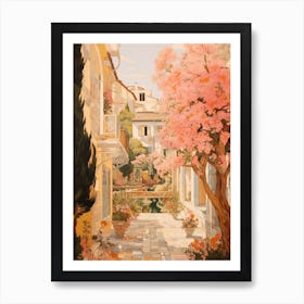 Marbella Spain 2 Vintage Pink Travel Illustration Art Print