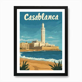 Aihrgdesign A Vintage Travel Poster Of Casablanca Featuring T Eb9b2ade 588b 4ae6 83f0 86defc66460c 2 Art Print