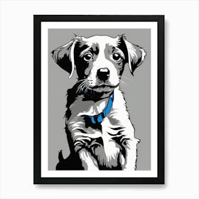 Small dog with a blue collar Art Print