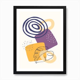 Purple and Yellow Abstract Boho 1 Art Print