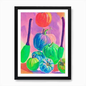 Hubbard Squash 3 Risograph Retro Poster vegetable Art Print