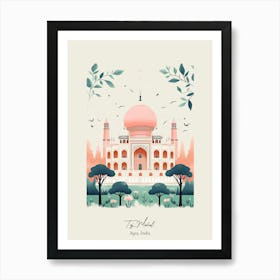 Taj Mahal   Agra, India   Cute Botanical Illustration Travel 1 Poster Art Print